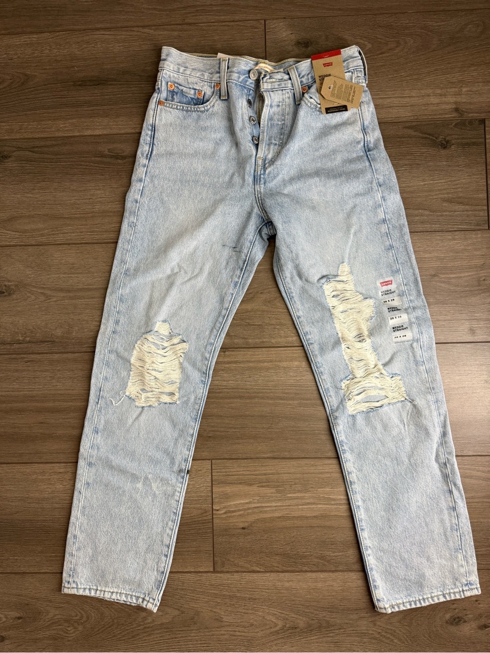 Levi's Light Blue Distressed Wedgie Straight Jeans